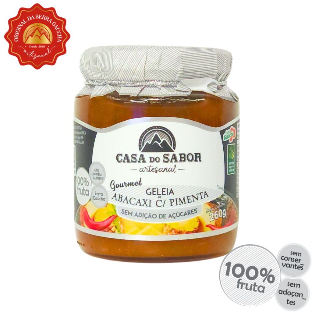 Geleia Gourmet sem adição de açúcar Abacaxi com Pimenta